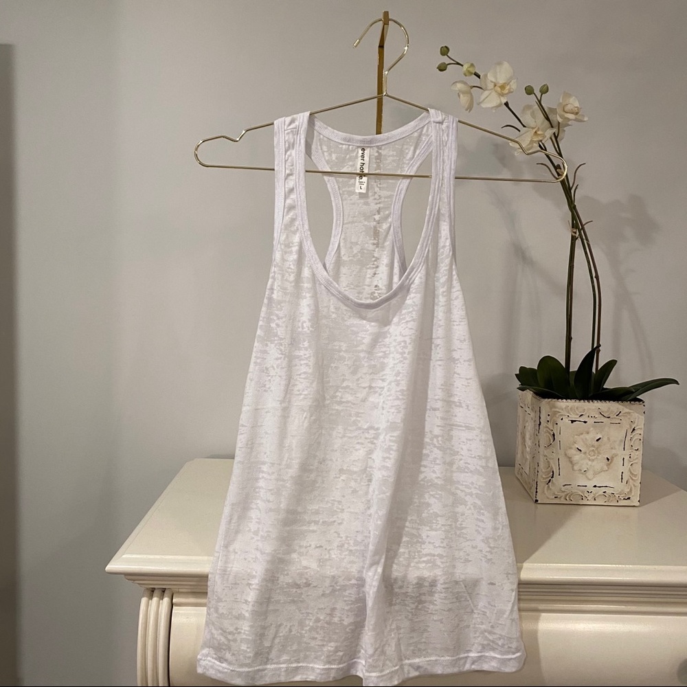 Ever Hottie Burn Out Tank White Large - Picture 2 of 4